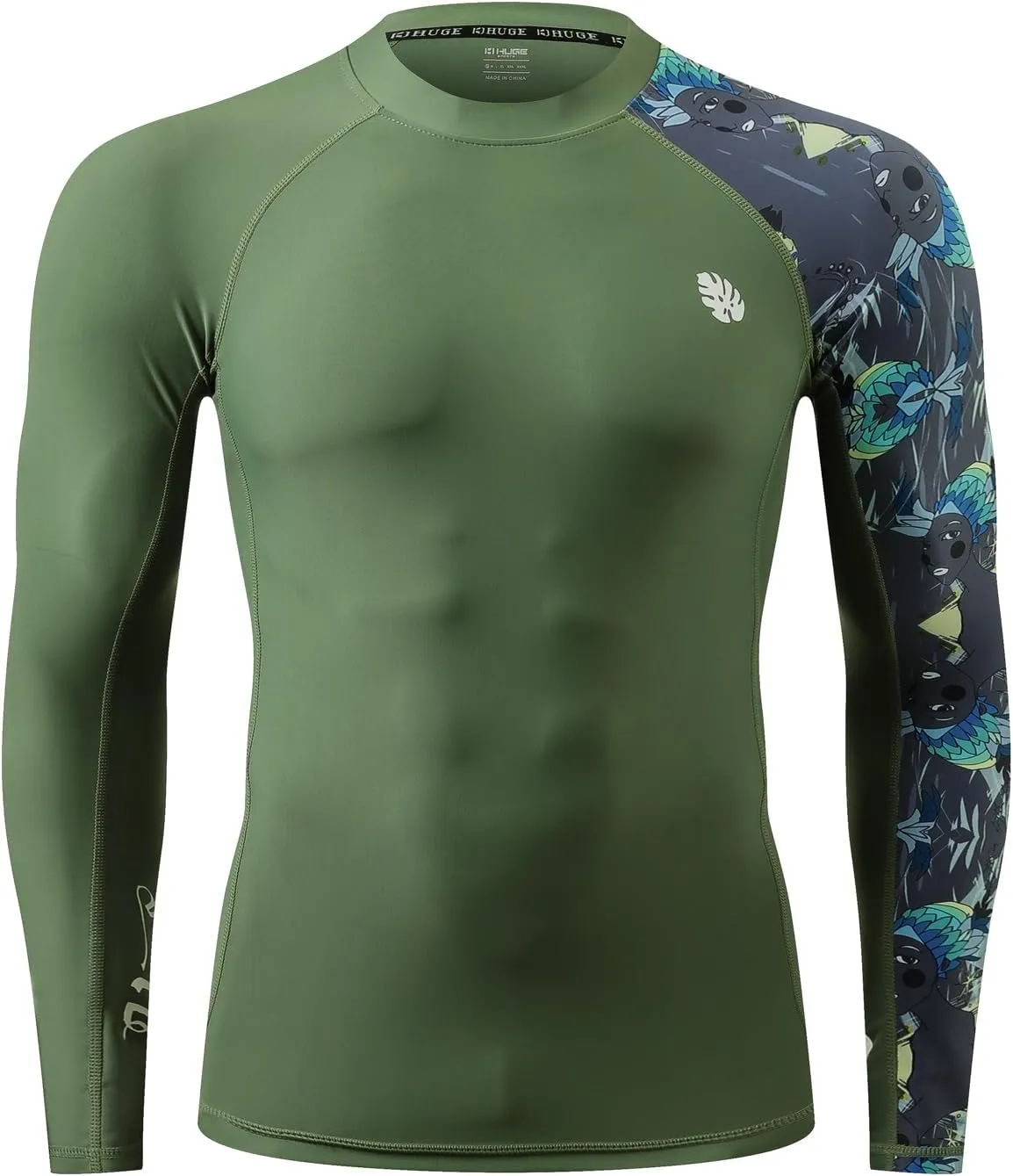ADOREISM Men's Rash Guard Long Sleeves UPF 50  Sun Protection Compression Swim Shirts for Men