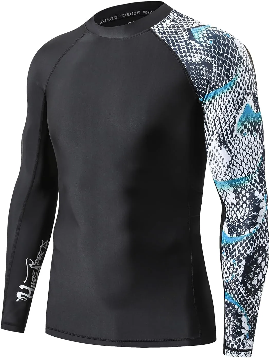 ADOREISM Men's Rash Guard Long Sleeves UPF 50  Sun Protection Compression Swim Shirts for Men