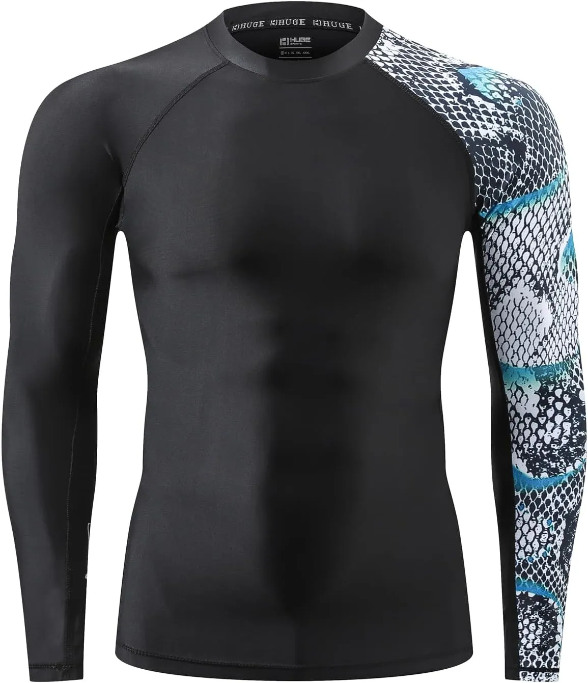 ADOREISM Men's Rash Guard Long Sleeves UPF 50  Sun Protection Compression Swim Shirts for Men