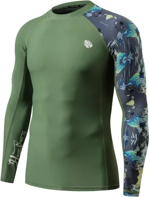 ADOREISM Men's Rash Guard Long Sleeves UPF 50  Sun Protection Compression Swim Shirts for Men