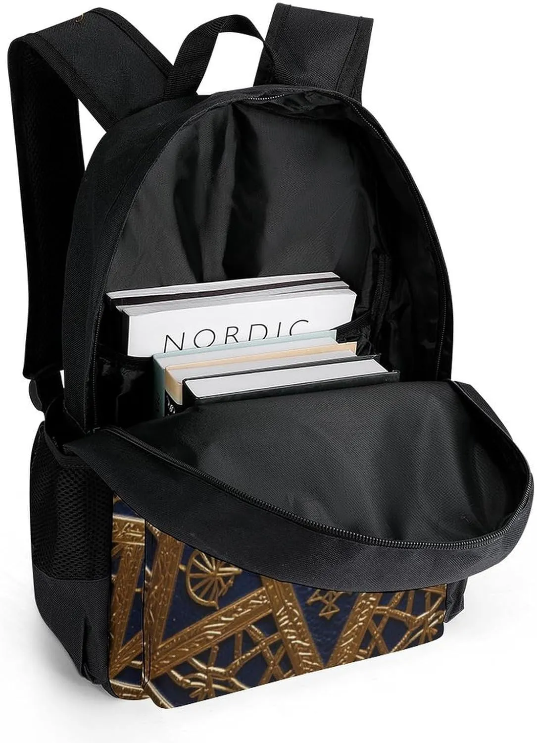 Adults Lightweight Gold Freemason Freemasonry Masonic Art Rucksacks Large Capacity Bookbag With Adjustable Shoulder Straps for Trekking Outdoors Bicycle