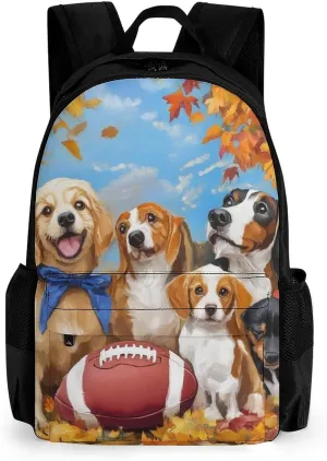 Adults Lightweight Happy Cute Dogs Baseball Rucksacks Large Capacity Bookbag With Adjustable Shoulder Straps for Trekking Outdoors Bicycle