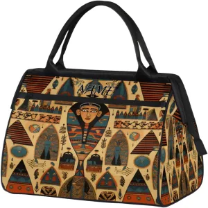Africa Egypt Tribe Pharaoh Travel Sports Bag for Women Essentials Customized Name Carry On Duffel Gym Bag Personalized Accessories Large Tote Weekender Bag Ladies Beach Waterproof Bag