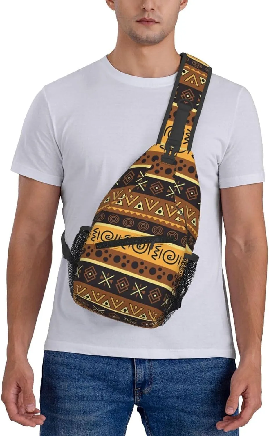 African Ethnic Bag for Women Men, Lightweight Sling Bag Chest Bag Tribe Handbag Backpack for Travel, Work