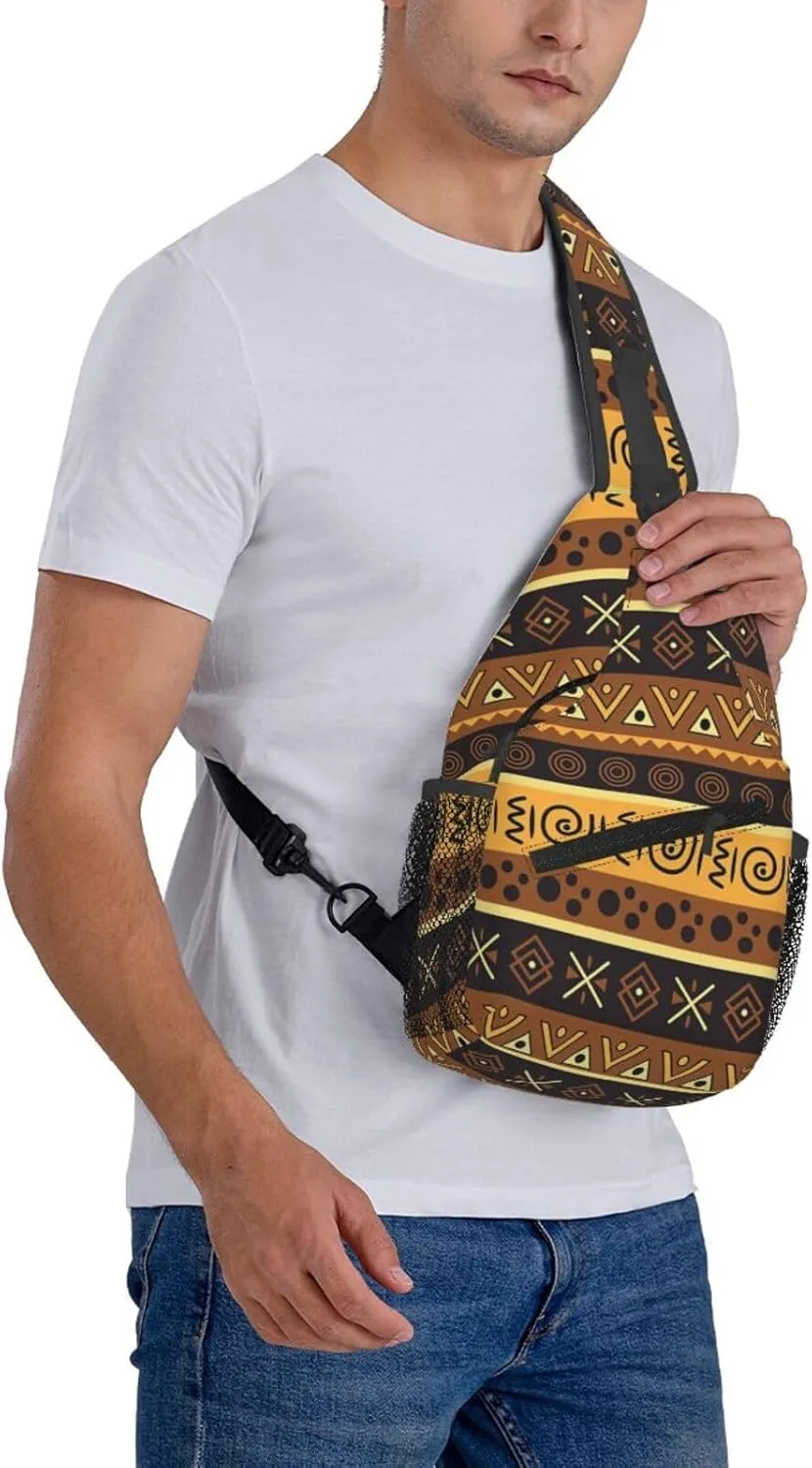 African Ethnic Bag for Women Men, Lightweight Sling Bag Chest Bag Tribe Handbag Backpack for Travel, Work