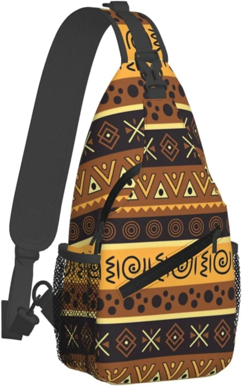 African Ethnic Bag for Women Men, Lightweight Sling Bag Chest Bag Tribe Handbag Backpack for Travel, Work