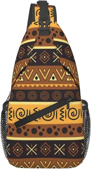 African Ethnic Bag for Women Men, Lightweight Sling Bag Chest Bag Tribe Handbag Backpack for Travel, Work