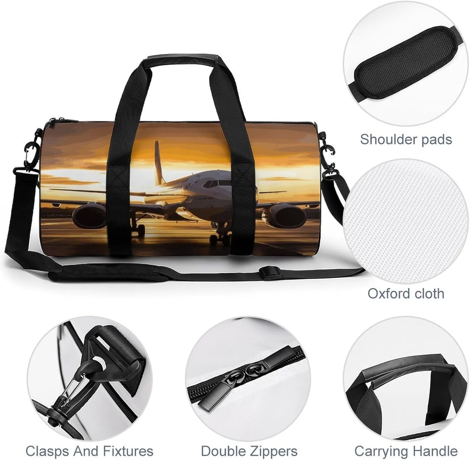 Airplane in The Evening Light Gym Bag Small Travel Duffle Bag with Compartment Carry On Weekender Bag for Women Men