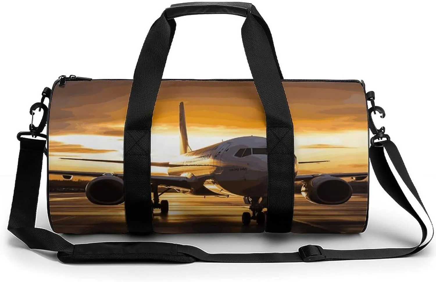 Airplane in The Evening Light Gym Bag Small Travel Duffle Bag with Compartment Carry On Weekender Bag for Women Men