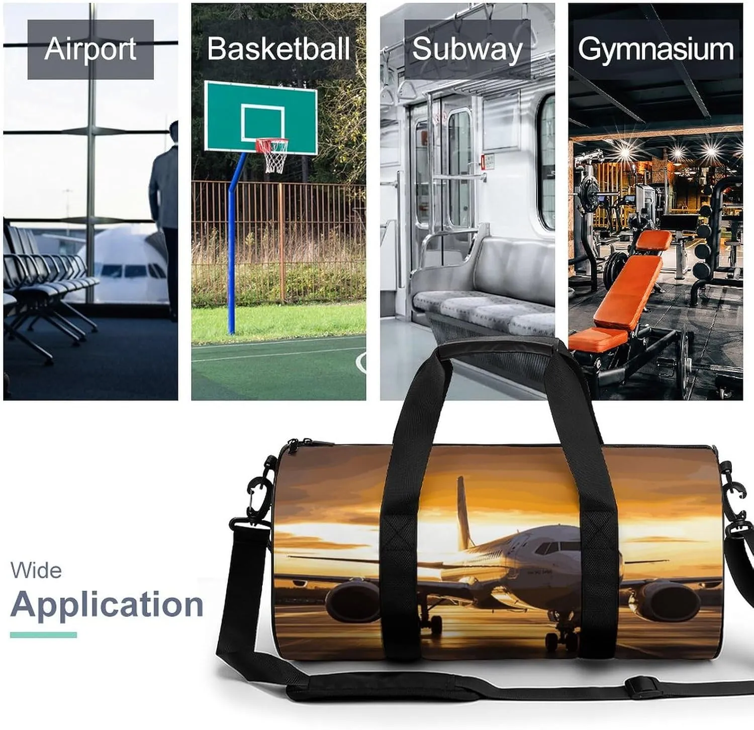 Airplane in The Evening Light Gym Bag Small Travel Duffle Bag with Compartment Carry On Weekender Bag for Women Men