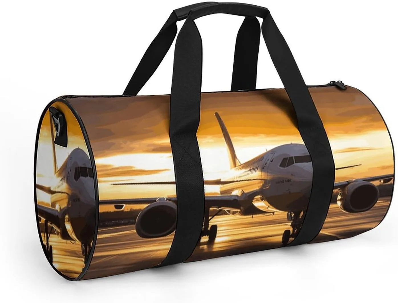 Airplane in The Evening Light Gym Bag Small Travel Duffle Bag with Compartment Carry On Weekender Bag for Women Men