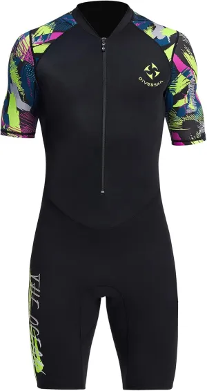 Aivtalk Adult 1.5mm Neoprene Main Body Shorty Wetsuit Summer Snorkeling Scuba Diving Suit Long/Short Sleeve for Couple