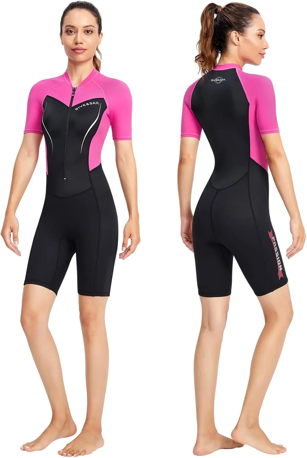 Aivtalk Adult 1.5mm Neoprene Main Body Shorty Wetsuit Summer Snorkeling Scuba Diving Suit Long/Short Sleeve for Couple
