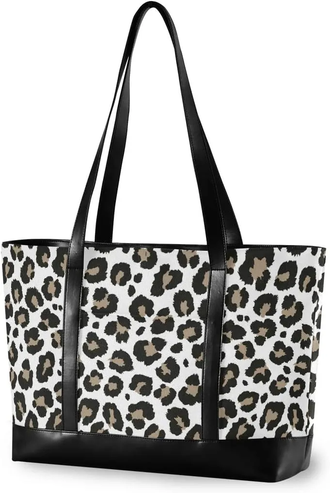 ALAZA Leopard Cheetah Print Laptop Tote Bag for Woman 15.6 inch Laptop Organizer Bag Teacher Work Purse
