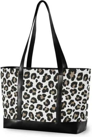 ALAZA Leopard Cheetah Print Laptop Tote Bag for Woman 15.6 inch Laptop Organizer Bag Teacher Work Purse