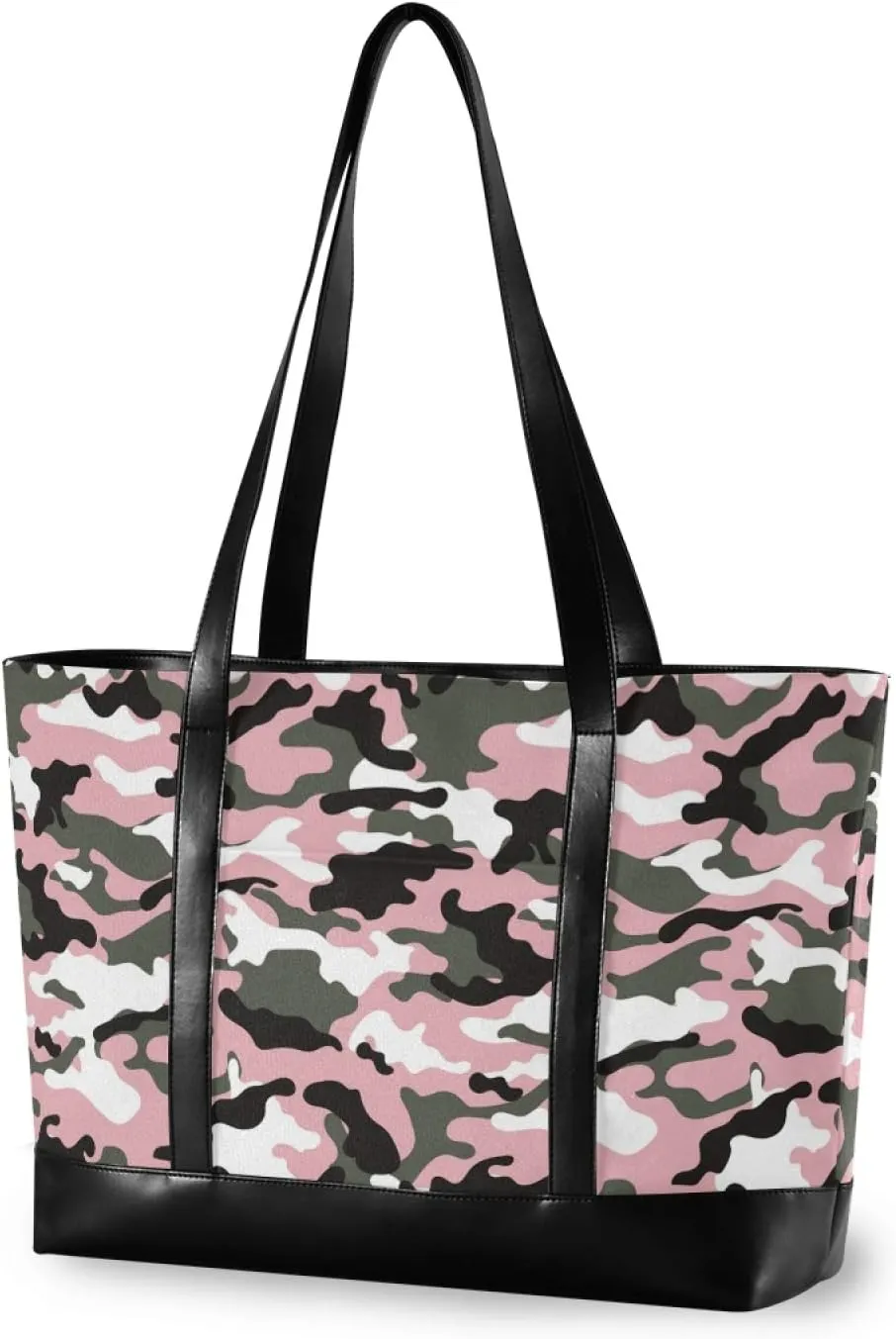ALAZA Pink Black Camo Laptop Tote Bag for Woman 15.6 inch Laptop Organizer Bag Teacher Work Purse