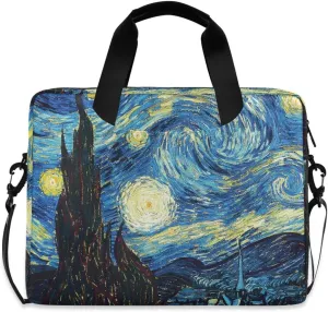 ALAZA Starry Night Sky Van Gogh Laptop Case Bag Sleeve Portable Crossbody Messenger Briefcase w/Strap Handle, 13 14 15.6 inch