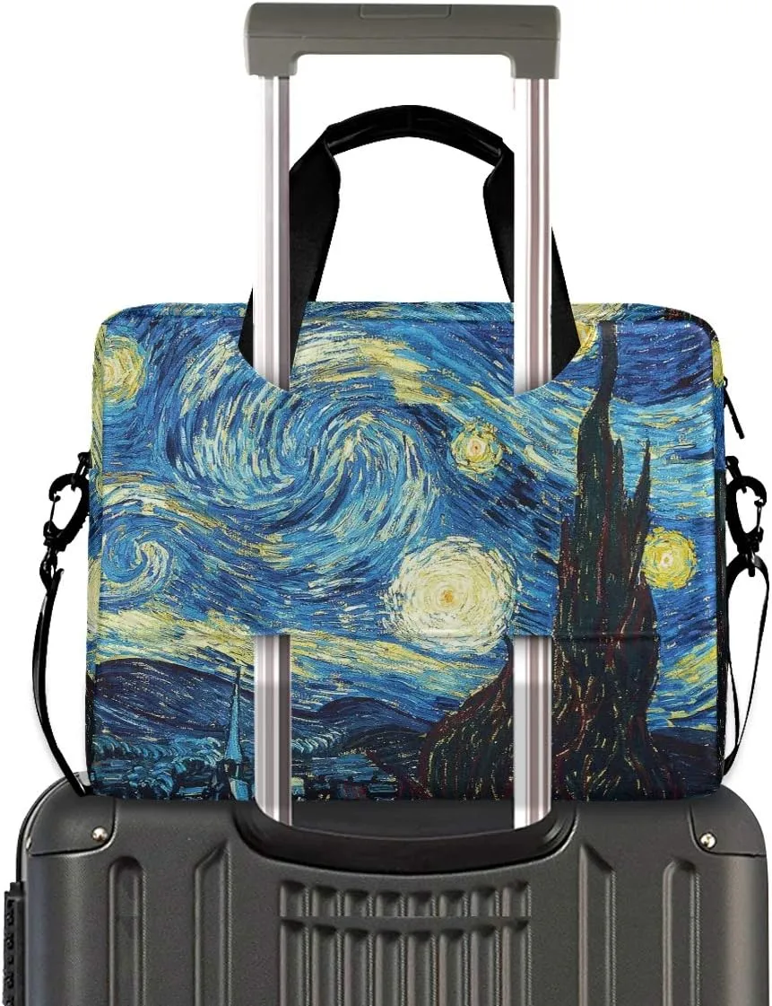 ALAZA Starry Night Sky Van Gogh Laptop Case Bag Sleeve Portable Crossbody Messenger Briefcase w/Strap Handle, 13 14 15.6 inch