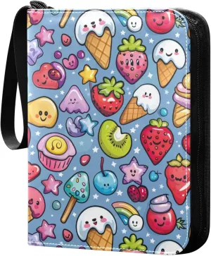 album card card album holder with double sided removable sleeves collectors for 400 cards Cartoon Desert Colorful Cute