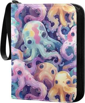 album card card binder with double sided removable sleeves collectors for 400 cards Art Illustration Sea Animals Colorful