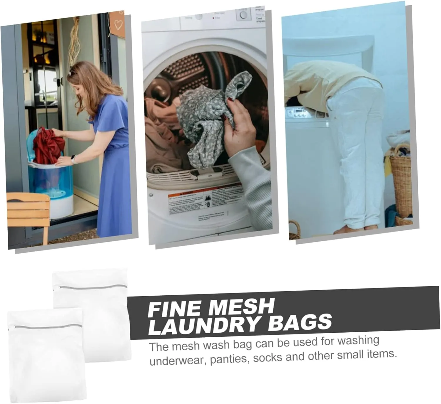 Alipis 2pcs Laundry Bags for Travel Mesh Wash Bag Zipper Machine Washable Easy to Use for Home Camping