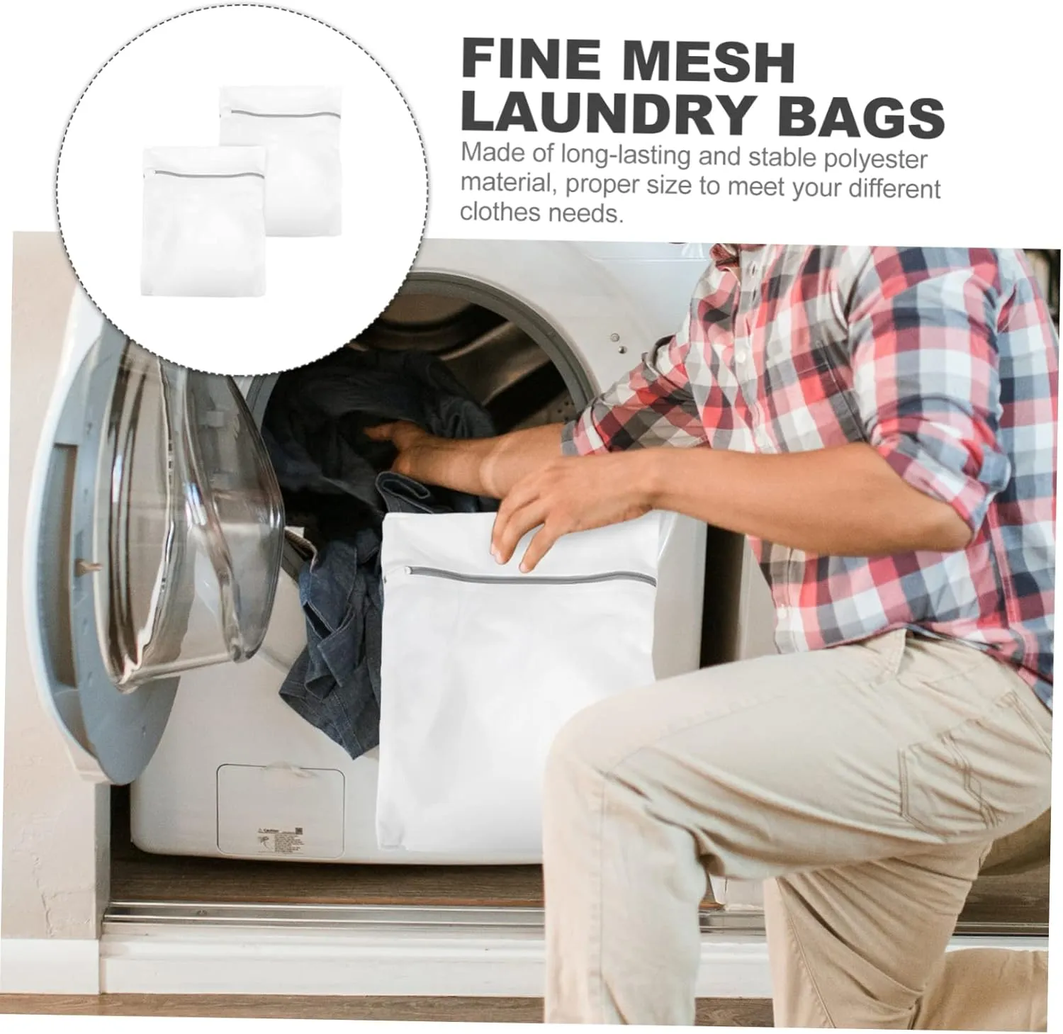 Alipis 2pcs Laundry Bags for Travel Mesh Wash Bag Zipper Machine Washable Easy to Use for Home Camping