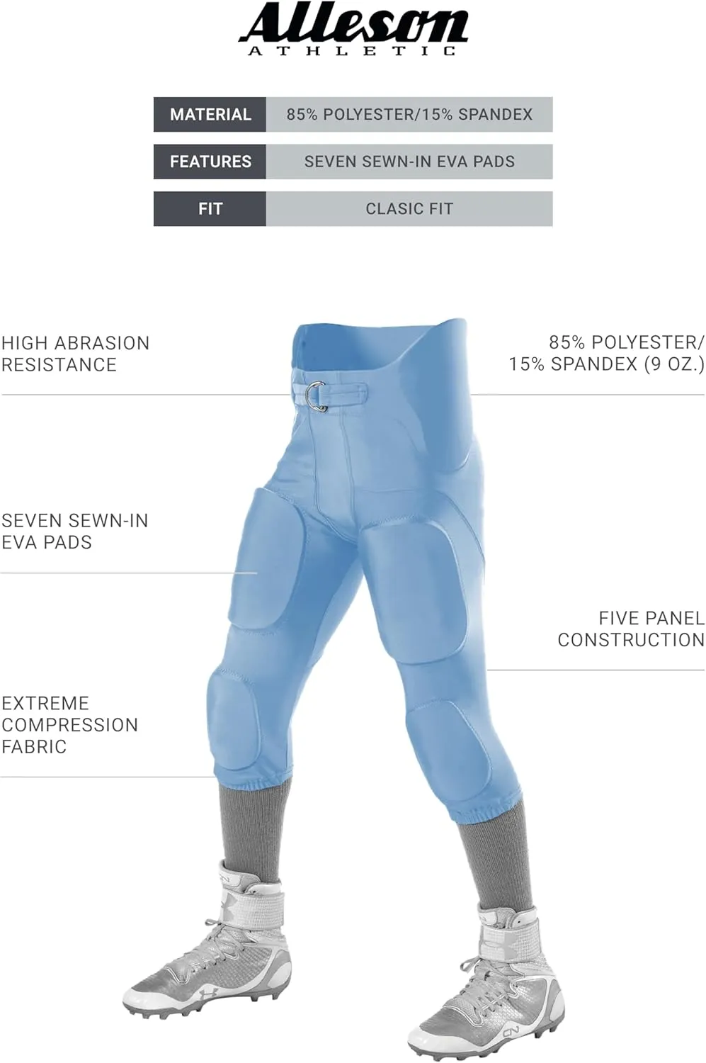 Alleson Athletic Boys' Youth Integrated Football Pant