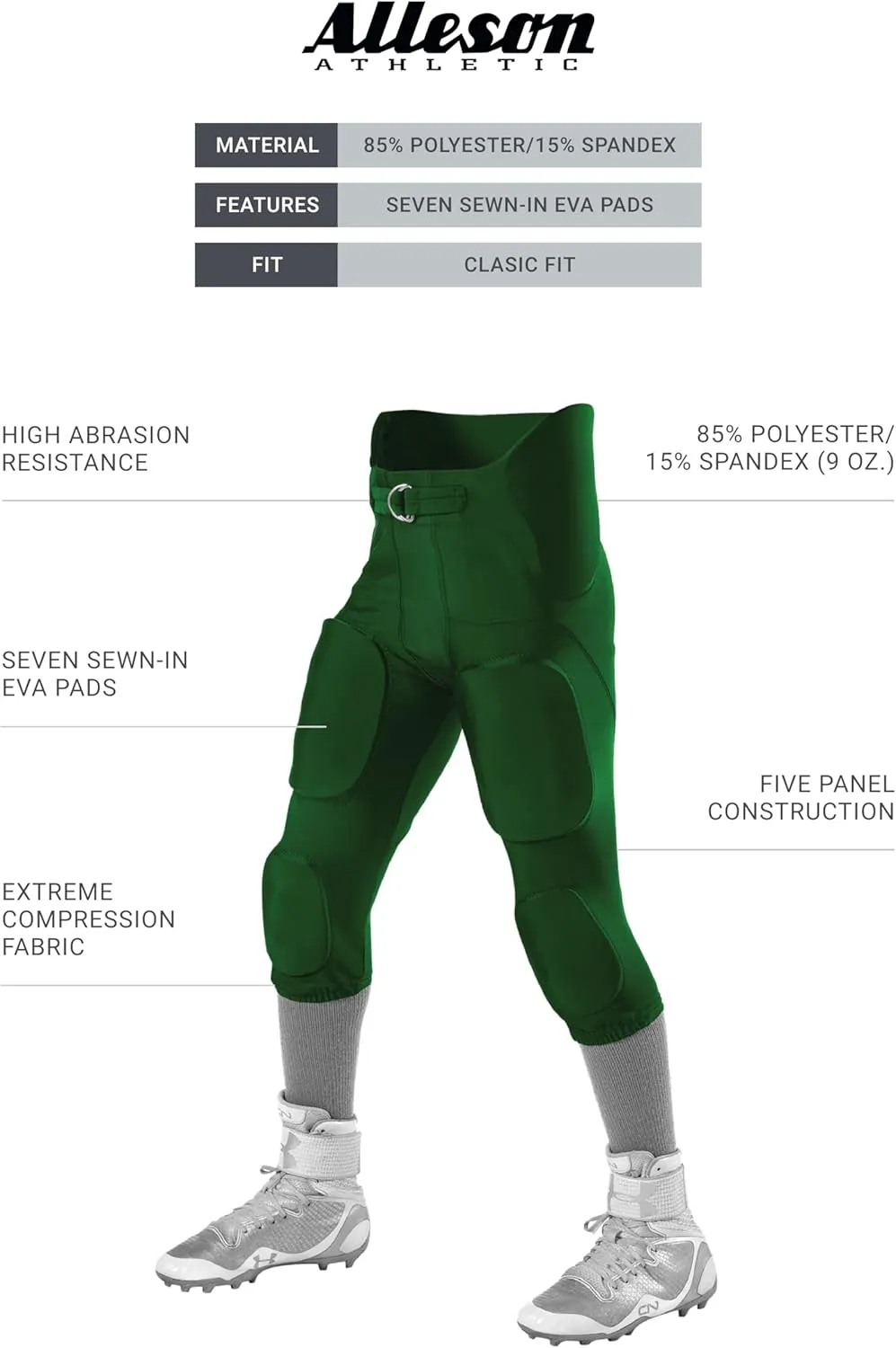 Alleson Athletic Boys Youth Integrated Football Premium Comfort & Durability for Young Athlete, High-Performance Pants