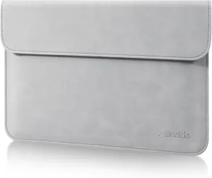 Allinside 13 Inch Laptop Sleeve Case for MacBook Air 13 2018-2024 (M2 A2681 M1 A2337)/ MacBook Pro 13 2016-2024 (M2 A2686 M1 A2338 A2251 A2289 A2159), PU Leather Envelope Laptop Case,Gray
