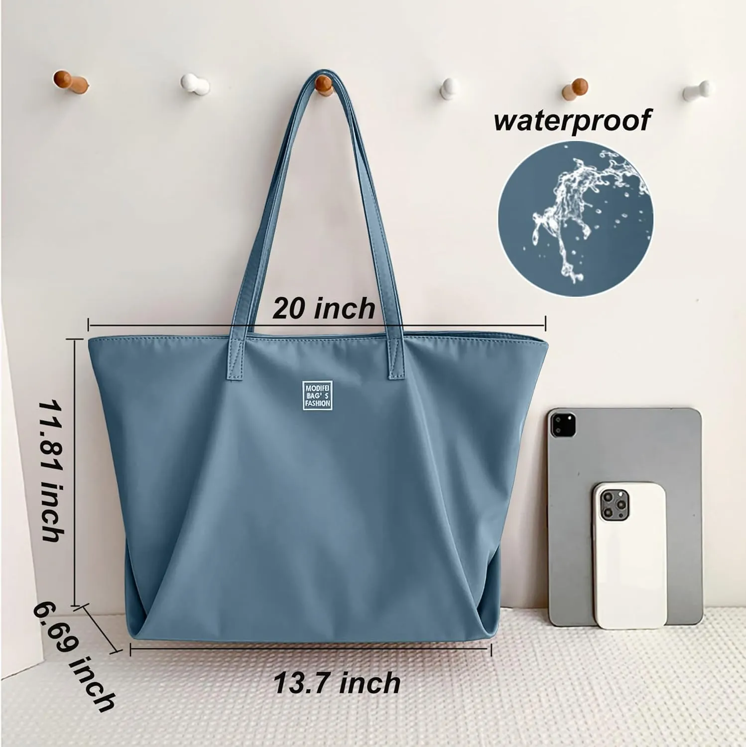 ALUWU Nylon Tote Bag for Women Waterproof Shoulder Handbag with Zipper