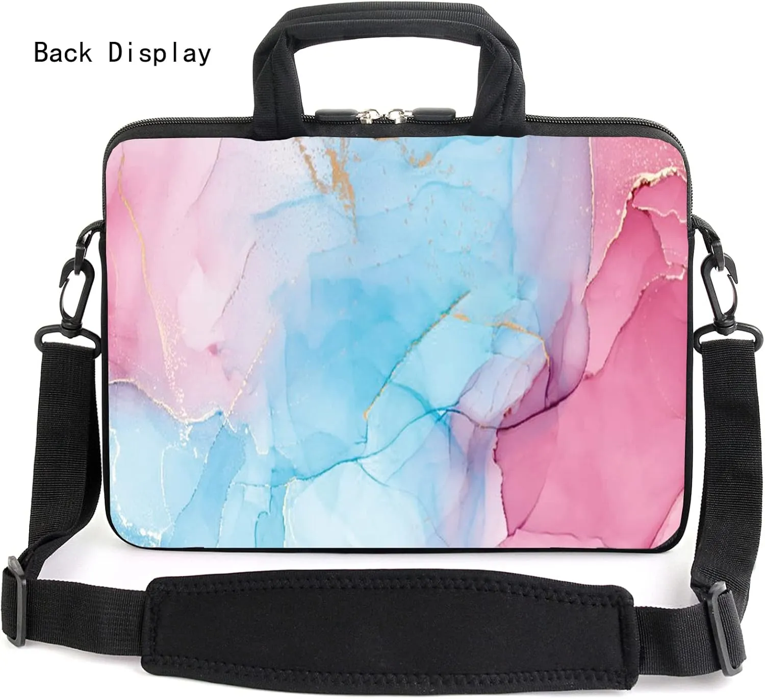 AMARY 13" 13.3" laptop sleeve chromebook case adjustable shoulder strap with handle accessory pocket (Marble)