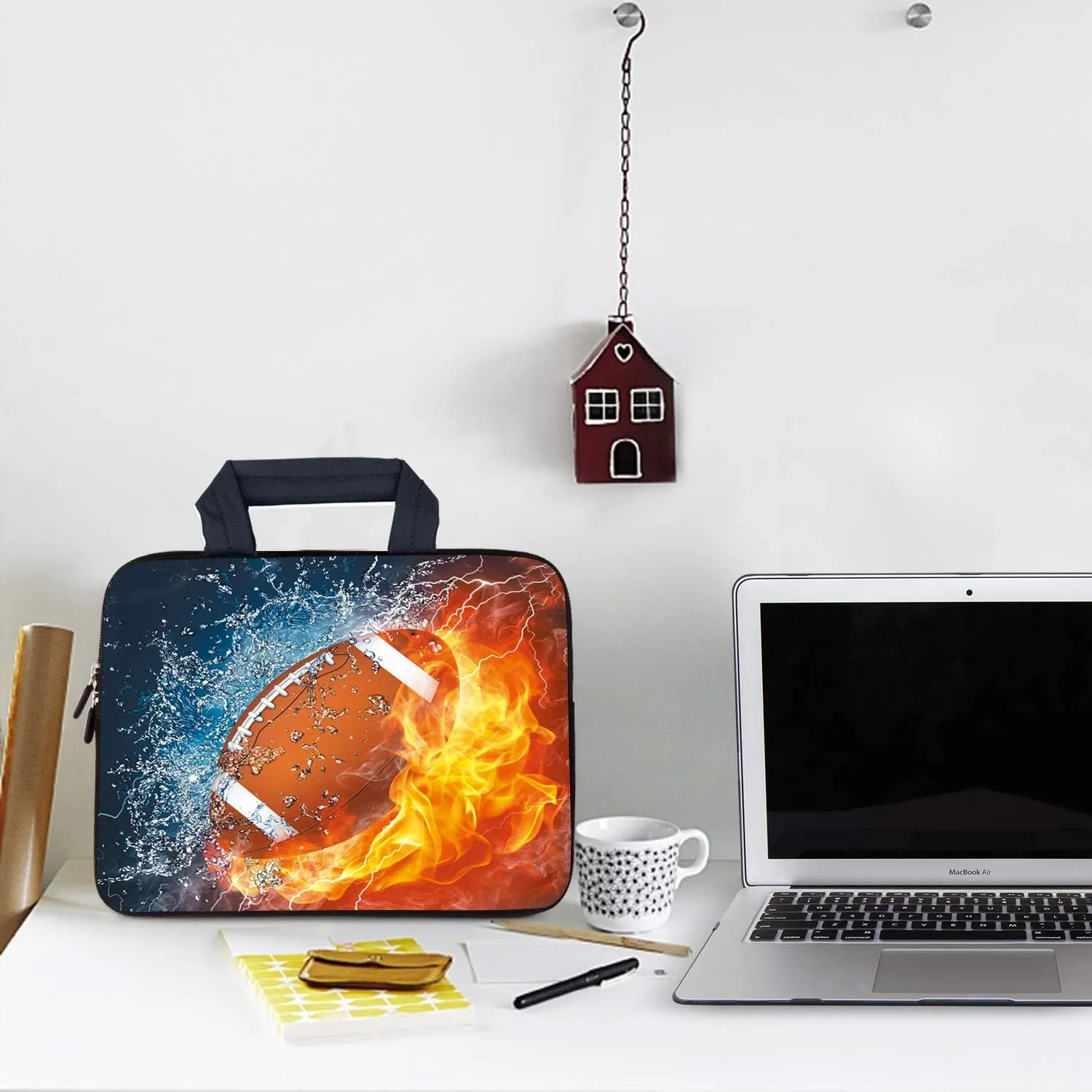 AMARY14 15 15.4 15.6 inch Laptop Handle Bag Computer Protect Case Pouch Holder Notebook Sleeve Neoprene Cover (Football)
