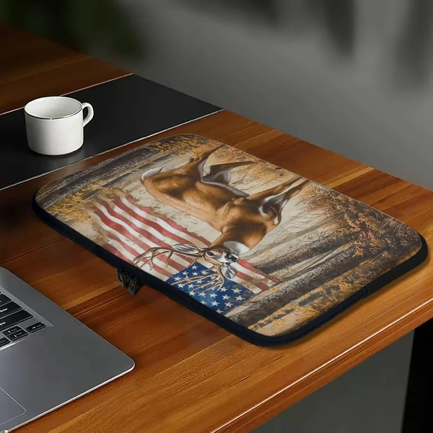 American Flag Reindeer Print 12 Inch Laptop Bag Protective Computer Bags Cases Sleeves for Travel Business School