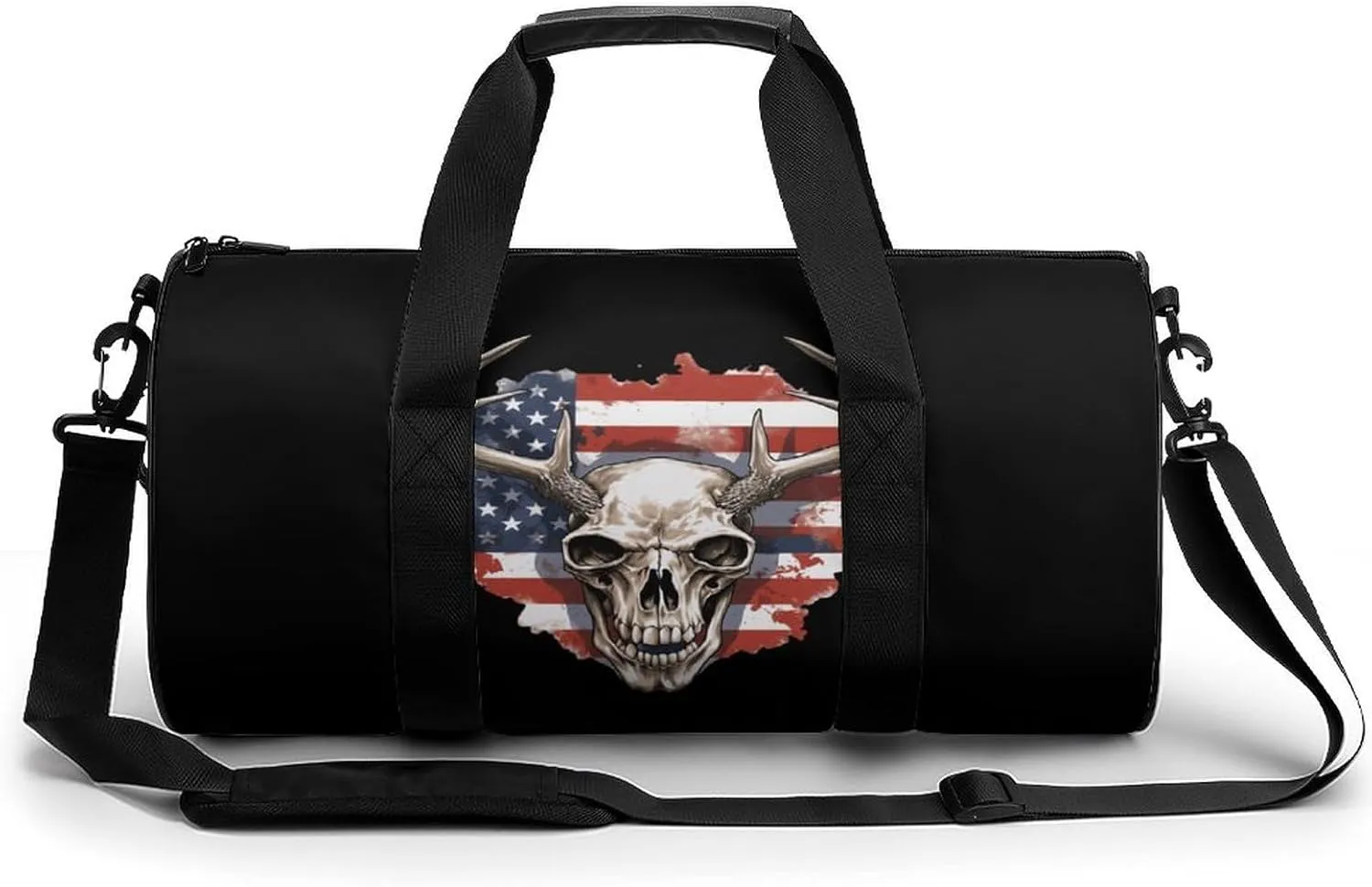 American Flag Skull Deer Sports Gym Bag Durable Workout Bags Travel Duffel Bags Yoga Exercise Bag for Women Men