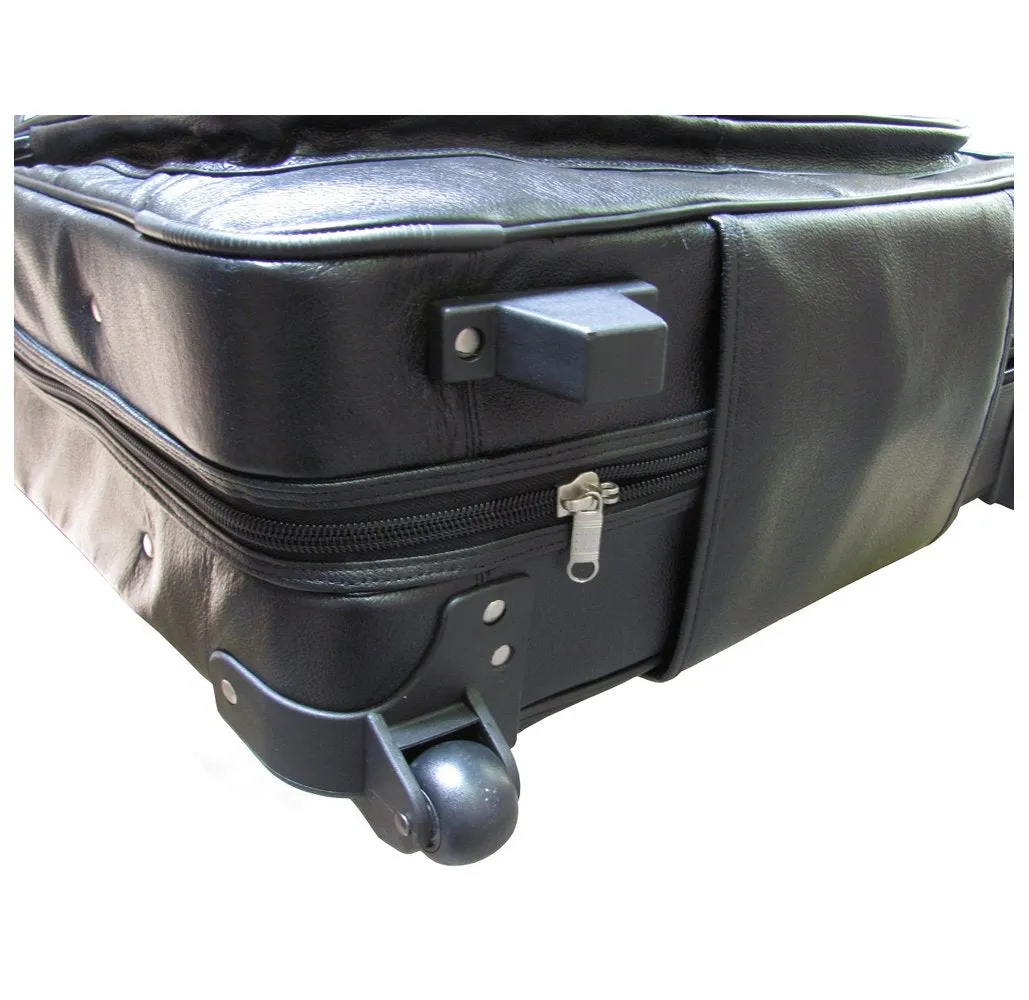 Amerileather Black Wheeled Leather Garment Bag