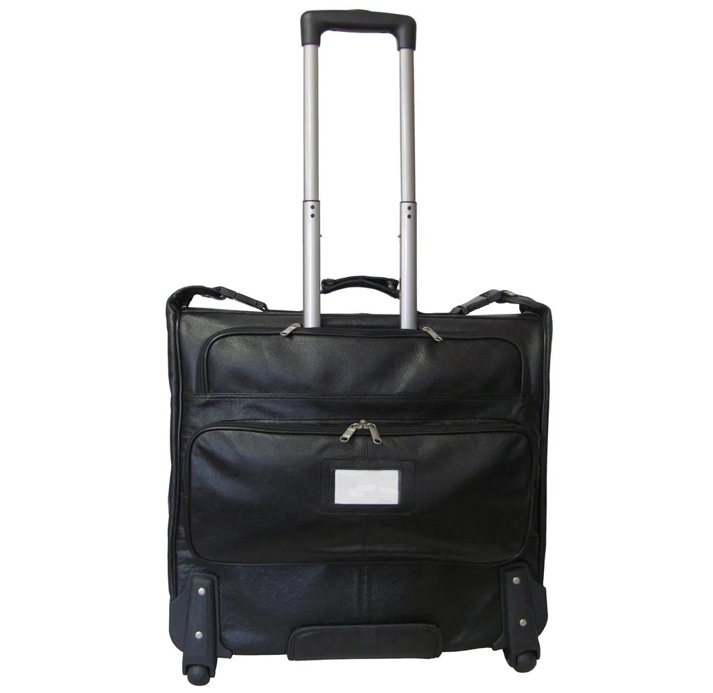 Amerileather Black Wheeled Leather Garment Bag