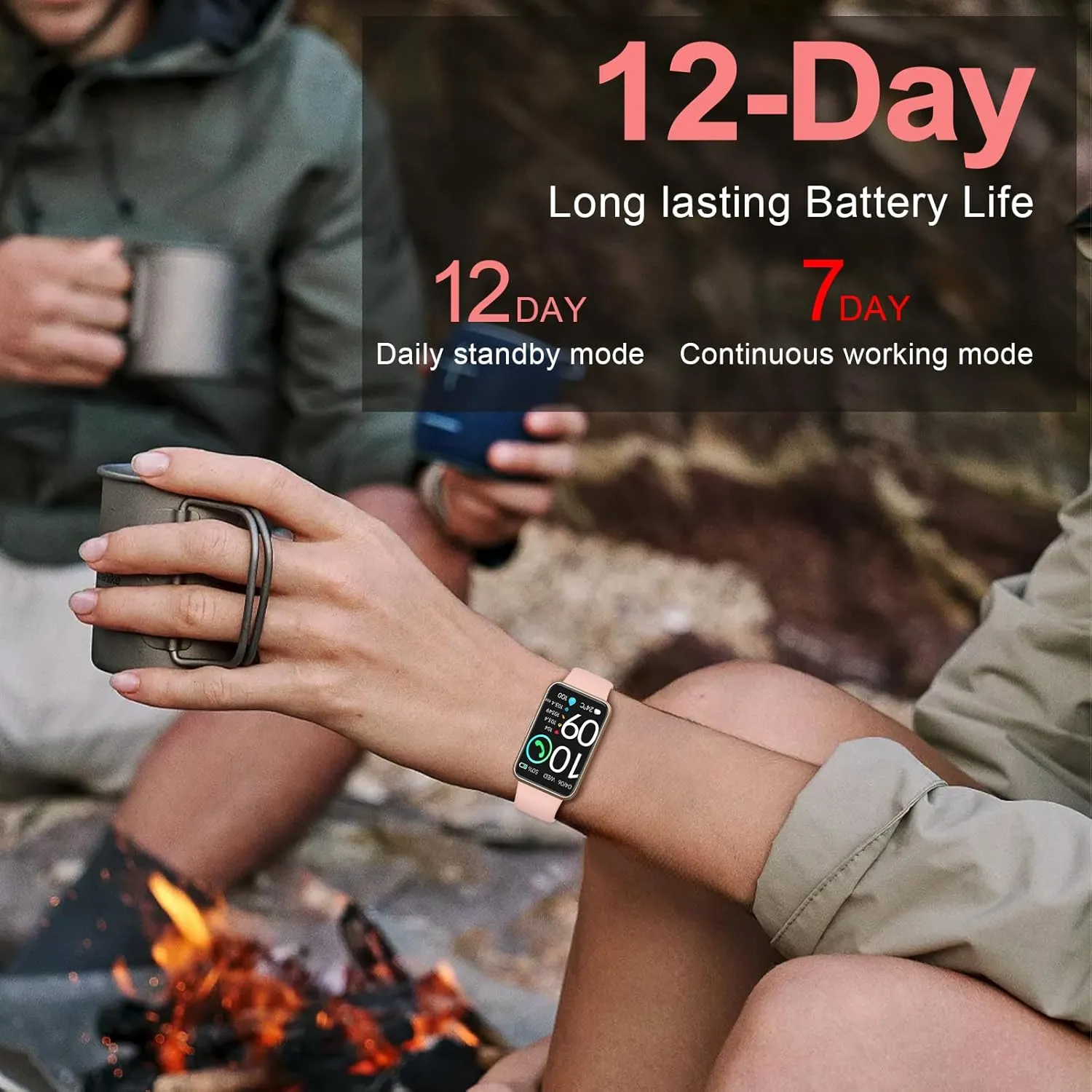 Amzhero Health Fitness Tracker 2024 with 24/7 Heart Rate, Blood Oxygen, Blood Pressure, Sleep Tracker, IP68 Waterproof Activity Trackers with Step Tracker, Pedometer (S & L Bands Included)