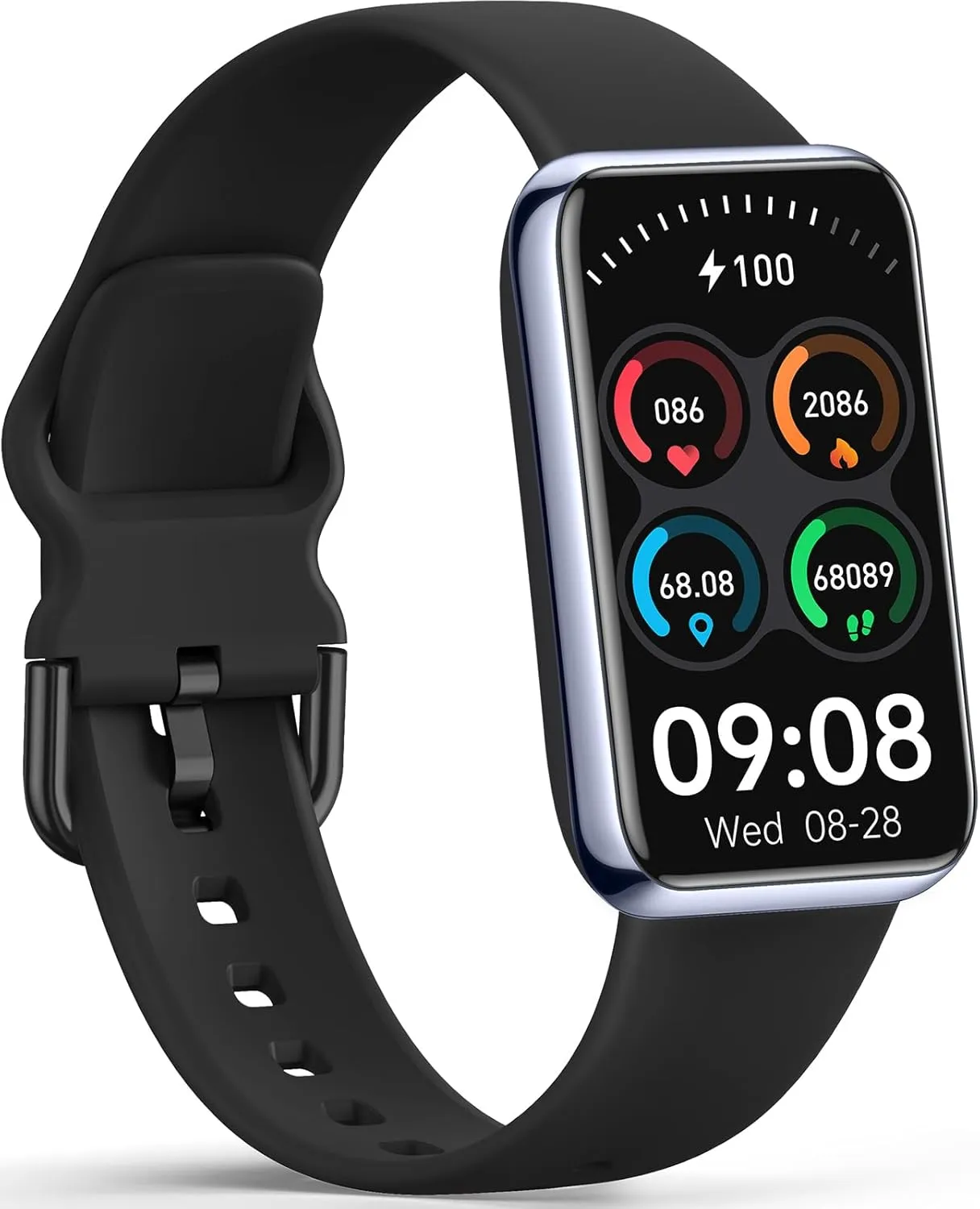 Amzhero Health Fitness Tracker 2024 with 24/7 Heart Rate, Blood Oxygen, Blood Pressure, Sleep Tracker, IP68 Waterproof Activity Trackers with Step Tracker, Pedometer (S & L Bands Included)