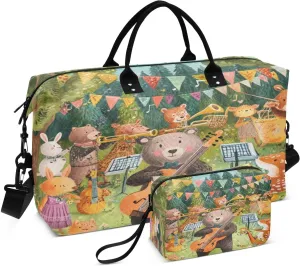 Animal Musical Party Sports Gym Bag for Women Men Travel Duffel Bag Weekend Overnight Carry on Bag with Toiletry Bag Yoga Bag for Plane Hospital Workout Swimming Yoga