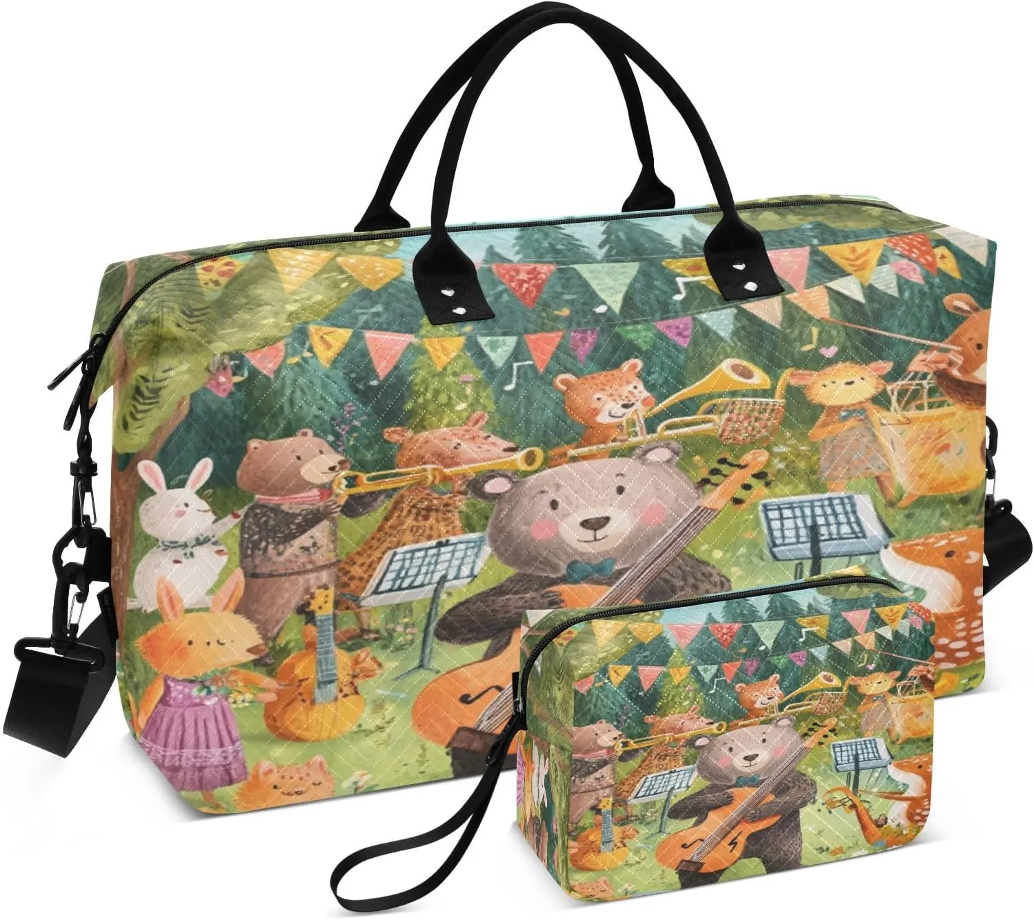 Animal Musical Party Sports Gym Bag for Women Men Travel Duffel Bag Weekend Overnight Carry on Bag with Toiletry Bag Yoga Bag for Plane Hospital Workout Swimming Yoga