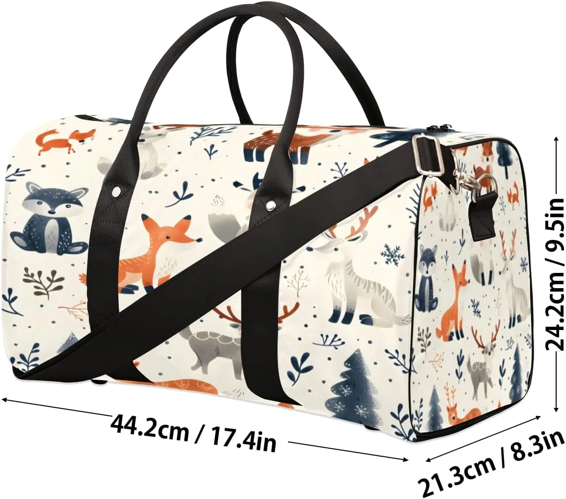 Animals Travel Duffle Bag, Sports Gym Bags for Women Men, Carry On Weekender Overnight Bag, Jungle Animal Workout Hospital Airplane Trips Bag