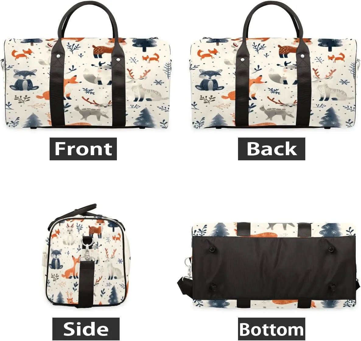 Animals Travel Duffle Bag, Sports Gym Bags for Women Men, Carry On Weekender Overnight Bag, Jungle Animal Workout Hospital Airplane Trips Bag