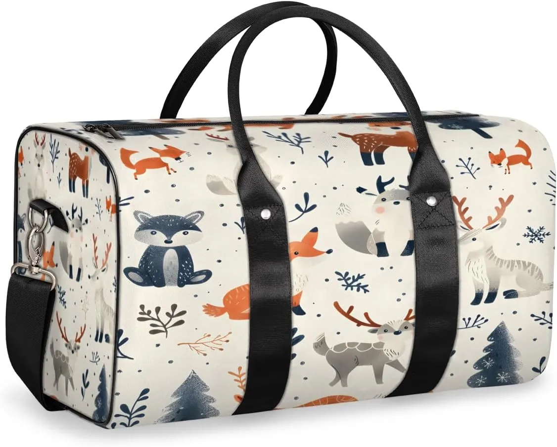 Animals Travel Duffle Bag, Sports Gym Bags for Women Men, Carry On Weekender Overnight Bag, Jungle Animal Workout Hospital Airplane Trips Bag