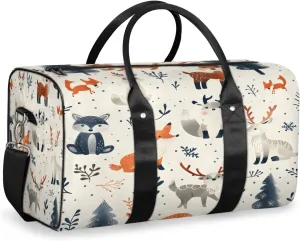 Animals Travel Duffle Bag, Sports Gym Bags for Women Men, Carry On Weekender Overnight Bag, Jungle Animal Workout Hospital Airplane Trips Bag