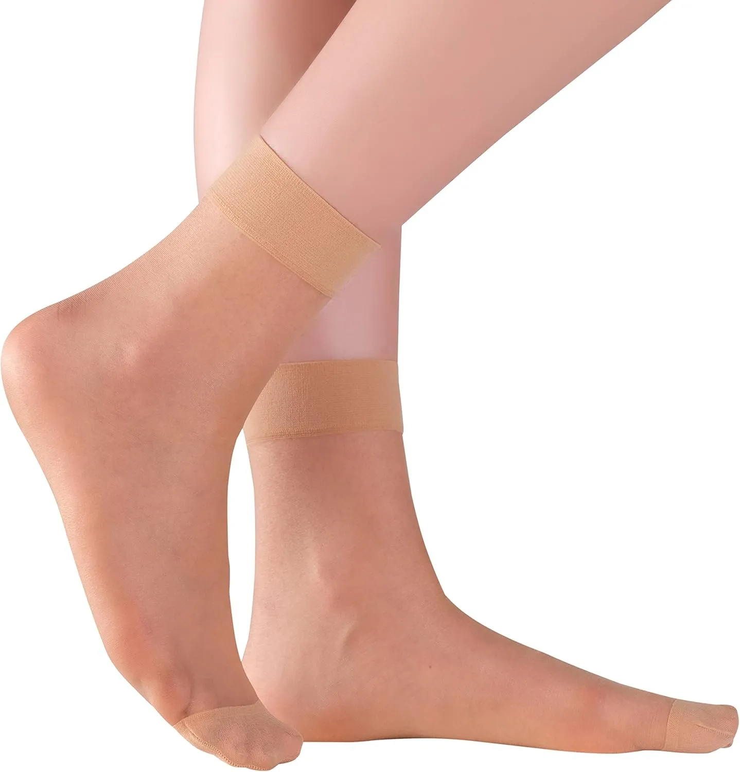 Ankle High Sheer Socks for Women, 5 or 10 Pairs in Gift Box, Black - Nude Colors Breathable Compression Nylon Hosiery