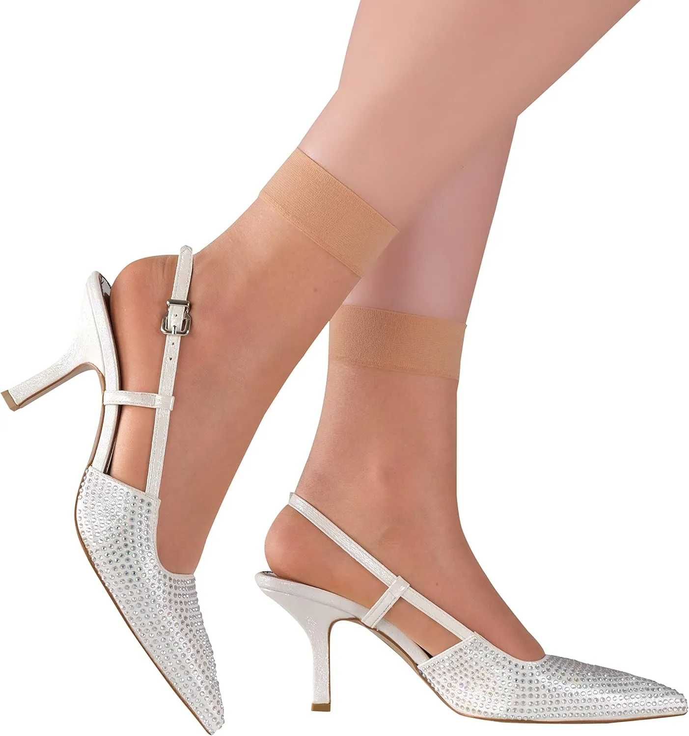Ankle High Sheer Socks for Women, 5 or 10 Pairs in Gift Box, Black - Nude Colors Breathable Compression Nylon Hosiery