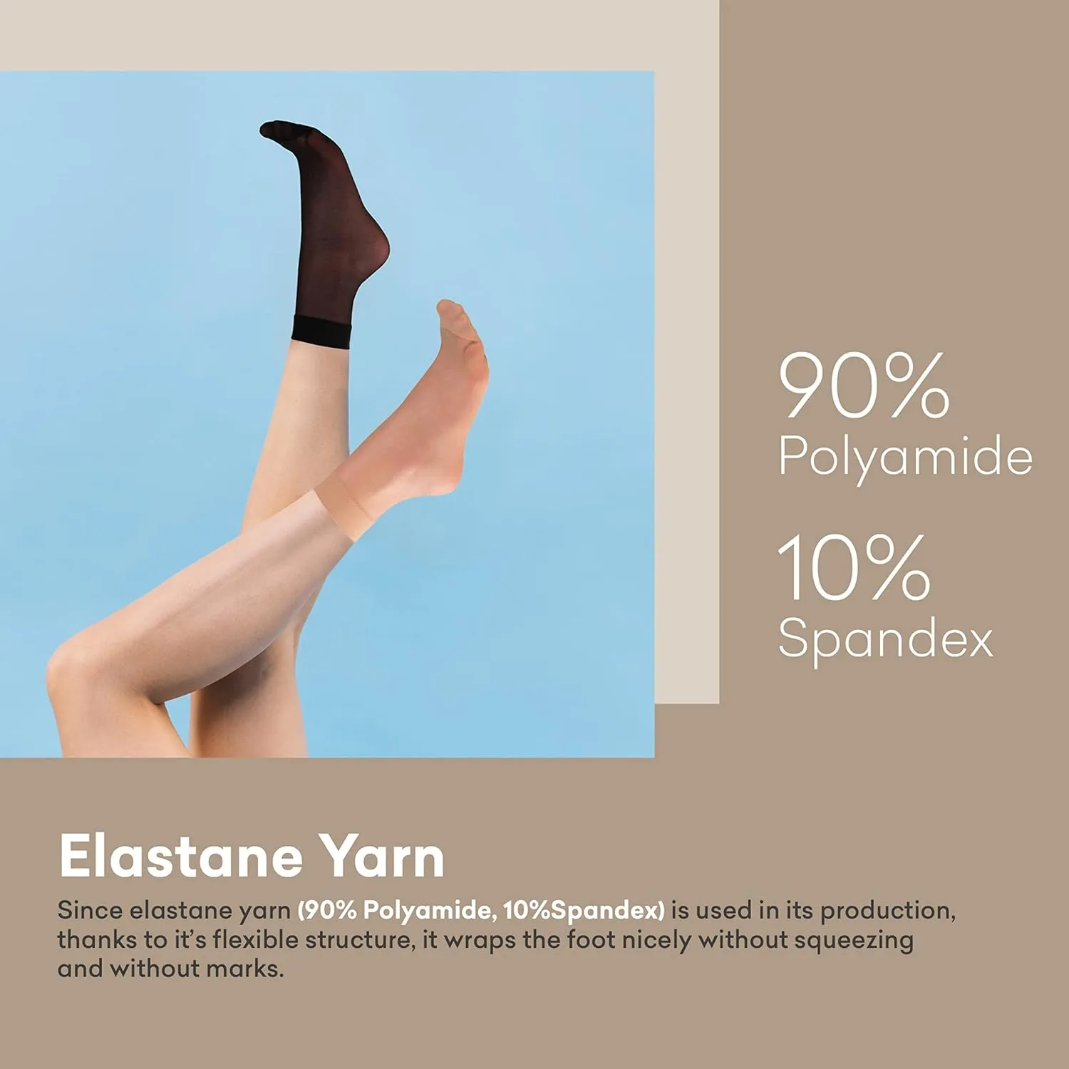 Ankle High Sheer Socks for Women, 5 or 10 Pairs in Gift Box, Black - Nude Colors Breathable Compression Nylon Hosiery