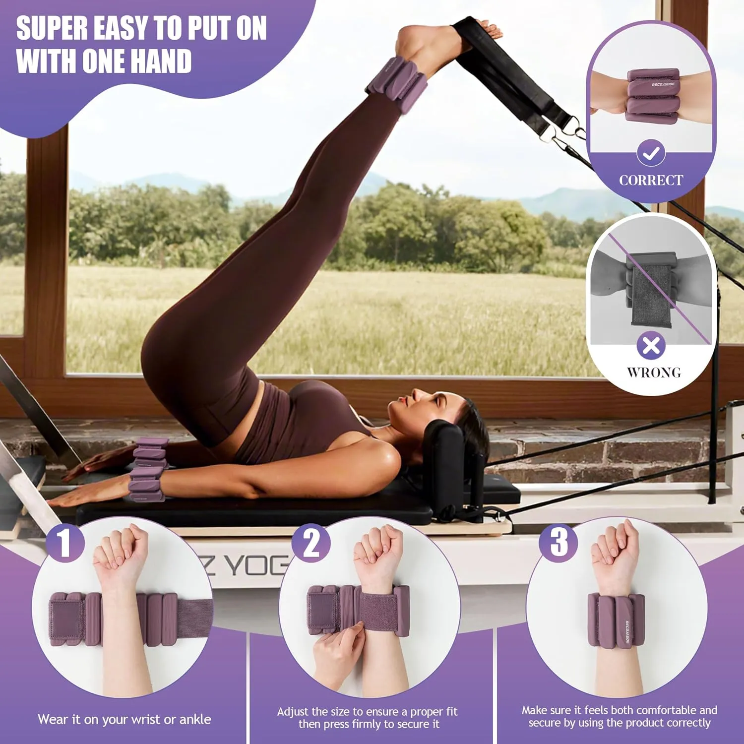 Ankle Weights Set of 2(1 lb/2 lbs Each) for Women Men Adjustable Wrist Bracelet for Home Gym Weighted Bangles Wristbands Leg Arm Weights for Walking Swimming Running Pilates Yoga Gym