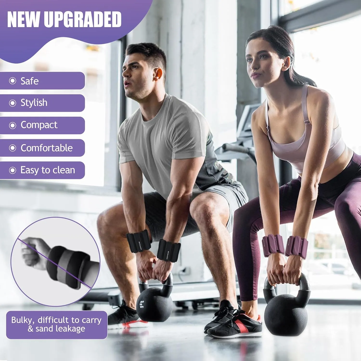 Ankle Weights Set of 2(1 lb/2 lbs Each) for Women Men Adjustable Wrist Bracelet for Home Gym Weighted Bangles Wristbands Leg Arm Weights for Walking Swimming Running Pilates Yoga Gym