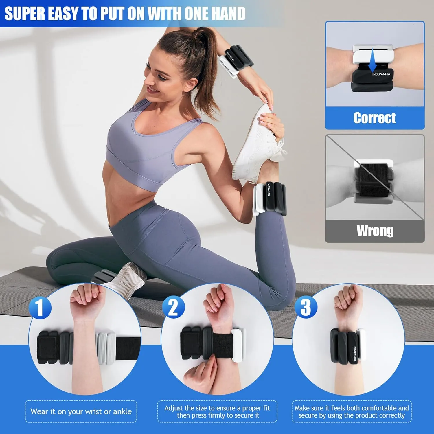 Ankle Wrist Weights for Women Men at Home Set of 2 (1 Lb Each) Adjustable Silicone Hand Leg Weights Wearable Pilates Ankle Weights for Yoga Dance Gym Workout Walking Running
